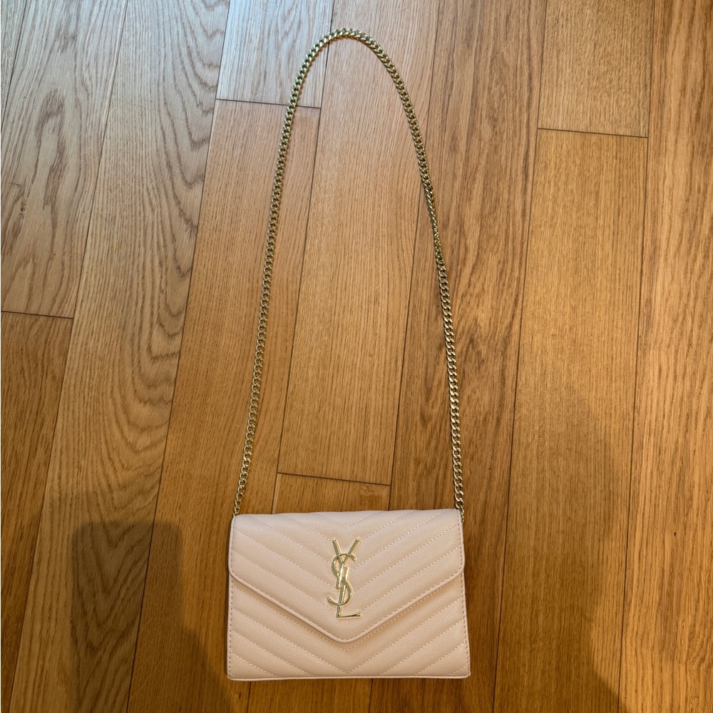 YSL classic Cassandre Chain Wallet in cream
